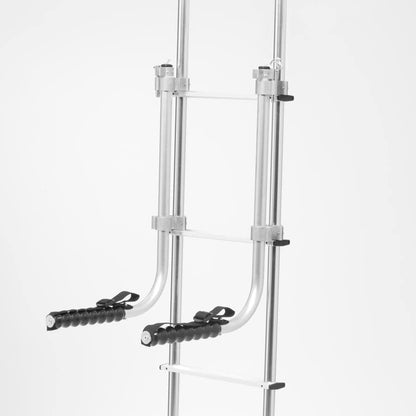 Surco A501CR Ladder Mounted Swing Away 6-Chair Rack - Compatible with all 1" Tube Van and RV/Motorhome Ladders; Brite Dipped Polished Finish