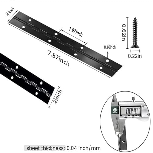 DRENIS 8 Inch 304 Black Stainless Steel Heavy Duty Continuous Piano Hinges, 0.05" Thickness 2" Open Width Folding Furniture Hinges with Screws for Cabinet Door Box DIY Projects (2 Pack) - size: 8IN-2IN-2PACK
