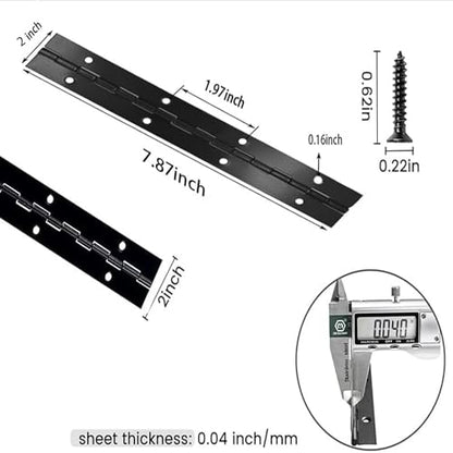 DRENIS 8 Inch 304 Black Stainless Steel Heavy Duty Continuous Piano Hinges, 0.05" Thickness 2" Open Width Folding Furniture Hinges with Screws for Cabinet Door Box DIY Projects (2 Pack) - size: 8IN-2IN-2PACK