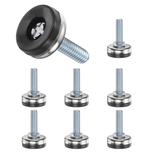 uxcell 5/16"-18 Thread Furniture Feet Levelers, 8Pcs 25.4x26mm LxW Adjustable Furniture Feet Screw in Threaded Leveling Leg Screw on Chair Foot Glides Leveling for Table Chair Silver - color: Silver, size: 5/16"-18 25.4x26mm