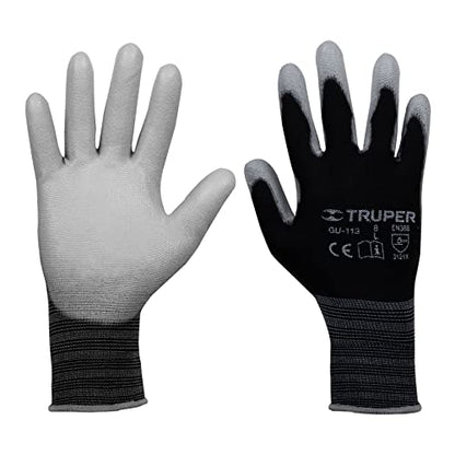 TRUPER GUX-MEC-L Polyurethane Coated Nylon Gloves, Knitted Cuff. Size L