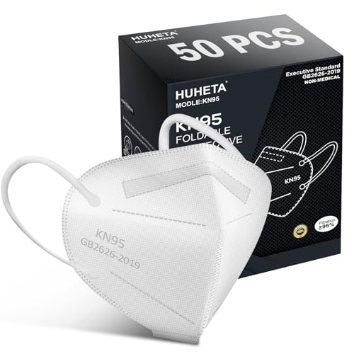HUHETA 50 PCs KN95 Face Mask, 5-Layer Face Mask Filter Efficiency≥95% - color: Snow White