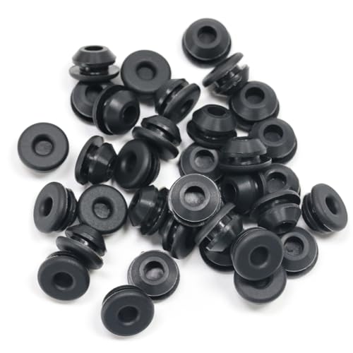 35 Pcs 6.5 mm Silicone Rubber Plugs Snap in Locking Hole Plugs for 6.5-7 mm (1/4"-9/32") Round Holes, Flush Type Rubber Stoppers, Flexible Tube Pipe End Caps Covers, Waterproof Sealing Plugs, Black - color: Black, size: DH:1/4"(6.5mm)