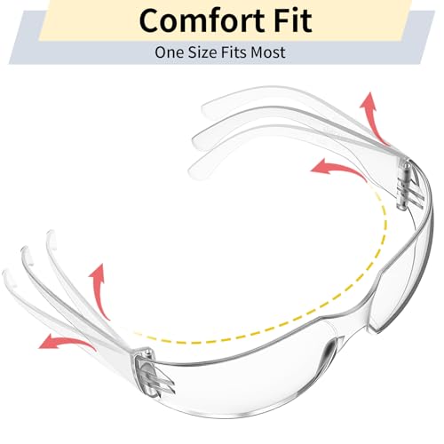 10 Pack Clear Safety Glasses for Men Women, ANSI Z87.1 Certified Scratch & Impact Resistant Wrap Around Lens - color: Clear