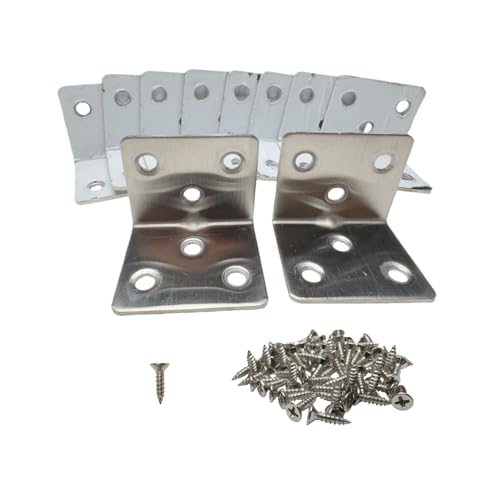 10Pcs Stainless Steel L Right Angle Brackets,Shelf Brackets Angle Corner Braces，Heavy Duty for Repairing Furniture,1.18"x1.18"x1.5" Silver - color: Silver