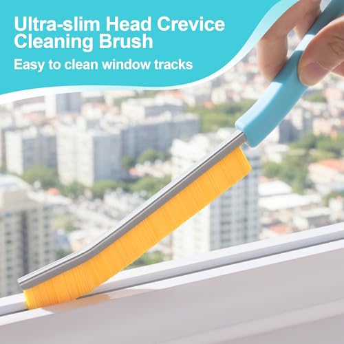 JOYMOOP 4 Pack Crevice Cleaning Brush, Turquoise Hard Bristle Grout Brush, House Cleaning Supplies, Magnetic Gap Cleaning Brush for Kitchen, Bathroom, Window, Toilet, Multifunctional Cleaning Tools - color: Turquoise, size: 4 Pack