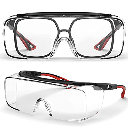 Safety Glasses Anti Fog Goggles Protective Eyewear Blue Light Blocking Anti Dust UV Protection Glasses For Men Women - color: Red and Black