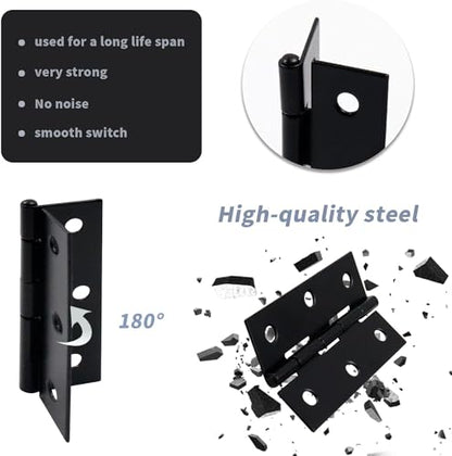 Antrader Cabinet Gate Closet Door Hinge 2-2/5'' Long Home Furniture Hardware Folding Butt Hinge Black Pack of 6 - color: Black, size: 2.36" x 1.47"