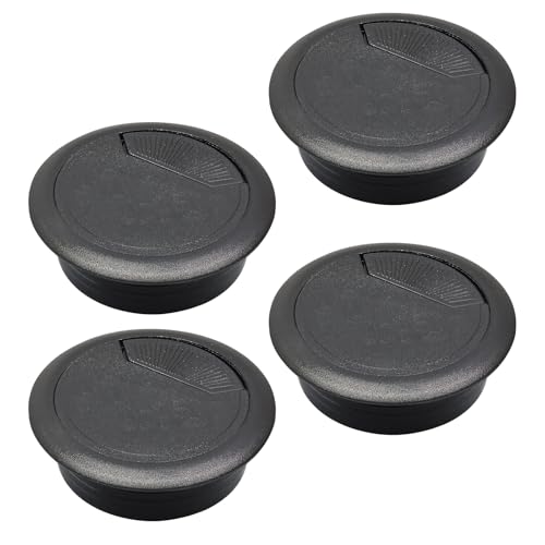 Desk Grommet 2-1/16" (53 mm), Desk Cord Hole Cover, Cable Grommet ABS Plastic, Desk Hole Grommet for Office and Home Table Cable, Detachable Adjustable Cable Cord Organizer (Black 4 Pcs) - size: 2-1/16" (53 mm), style: 4 pcs Black