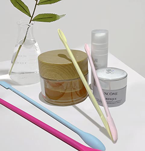 Mini Spatula for Cosmetics, 3 Pcs Beauty Spatula Small Spatula Silicone Mini Lotion Spatula Makeup Spatula, Every Drop Tiny Spatula for Makeup and Kitchen Jar - color: Rose, Blue, Yellow