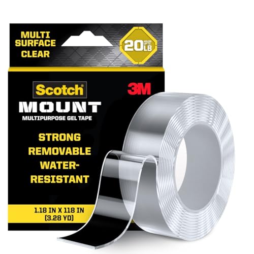 Scotch-Mount Multi-Purpose Gel Tape, Double-Sided Tape for Heavy Duty Applications, Removable Mounting Tape, Nano Tape, Water-Resistant Clear Mounting Tape, Holds up to 20 lbs, 1-Pack - size: 1 Pack