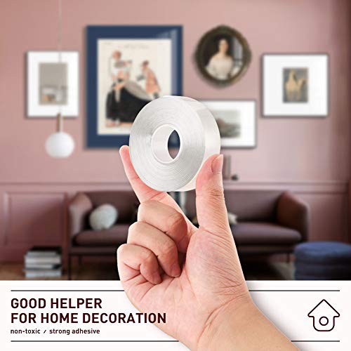 CLAVICHORD Double Sided Tape Heavy Duty, Clear Acrylic Mounting Tape, Strong Adhesive, Removable, No Residue, Transparent Nano Tape for Wall Decor, Poster, Picture Hanging, DIY Crafts (1’’x10FT) - size: 1“