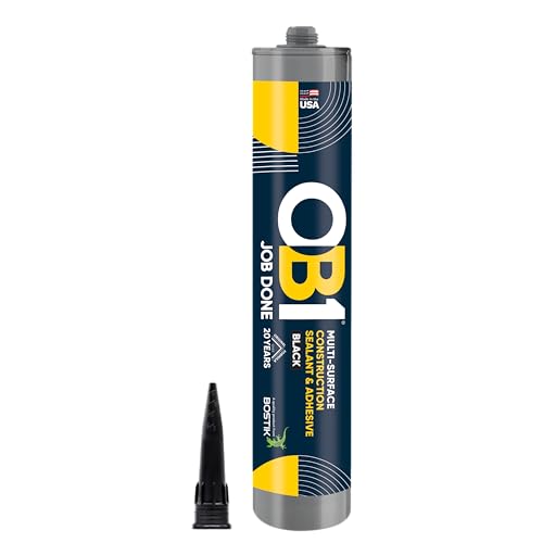 OB1 Universal Caulk Sealant & Adhesive Black 10.1oz | Professional Grade Premium All-in-One Advanced Hybrid 3-in1 | Water Resistant Internal & External | Shrink Crack UV & Fade Resistant | 1 Cartridge - color: Black, size: 10.1oz