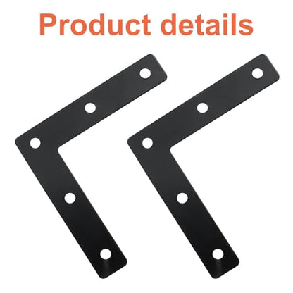 Bivethoi 10 Pcs L Shape Flat Mending Plates, 80 x 80mm (3.15" x 3.15") Stainless Steel Corner Braces with Screws, Flat Angle Brackets for Wood Furniture Repair, Cabinet, Shelf & DIY Projects, Black - size: 80x80mm/3.15"x3.15", style: L shape