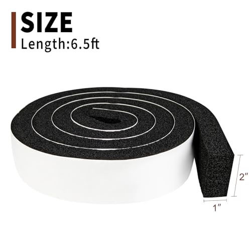 Yotache Open Cell Foam Air Conditioner Weather-Strip Seal Tape 2"x1", Thick Adhesive with High Resilience Foam Cushion Strip, 6.5 Feet Long - size: (2"×1") 6.5FT