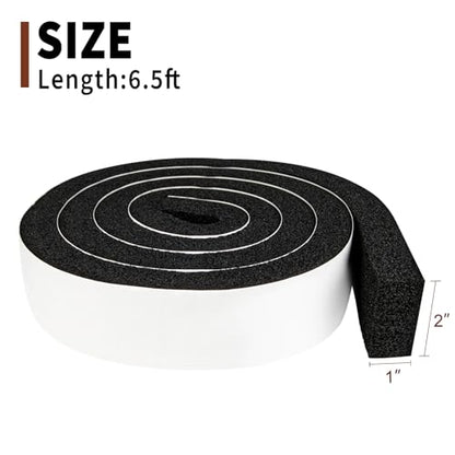 Yotache Open Cell Foam Air Conditioner Weather-Strip Seal Tape 2"x1", Thick Adhesive with High Resilience Foam Cushion Strip, 6.5 Feet Long - size: (2"×1") 6.5FT