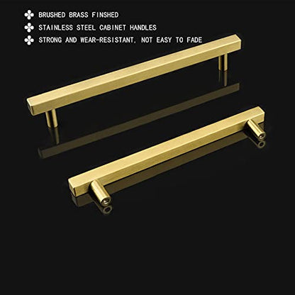 Goldenwarm 25 Pack Gold Cabinet Handles 7-1/2"(192mm) Brushed Brass Cabinet Pulls T Bar Drawer Pulls for Kitchen Cupboard & Drawer Hardware - color: Gold, size: 7-1/2 Inch Hole Center