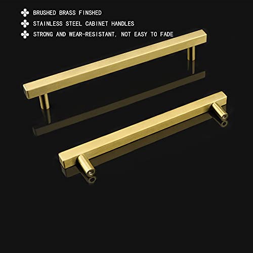 Goldenwarm 25 Pack Gold Cabinet Handles 8"(204mm) Brushed Brass Cabinet Pulls T Bar Drawer Pulls for Kitchen Cupboard & Drawer Hardware - color: Gold, size: 8 Inch Hole Center