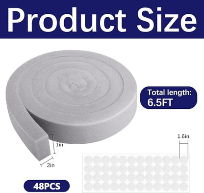 Tlswshsy 2 Pcs Air Conditioner Foam Tape-2'' x 1'' x 6.5 Ft Foam Air Conditioner Weatherseal Tape- Non-Adhesive Foam Seal Strip with Glue Point for Air Conditioner Door Window Seal - color: grey-2pcs