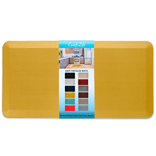ComfiLife Anti Fatigue Floor Mat – 3/4 Inch Thick Kitchen Mats for Floor, Standing Desk Mat, Kitchen Rug – Comfort at Home, Office – Durable – Stain Resistant – Non-Slip Bottom (20" x 39", Mustard) - color: Mustard, size: 20" x 39"