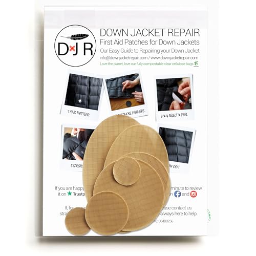 Down Jacket Repair Patches - Self-Adhesive Down Jacket Repair Patches | Waterproof, Tear-Resistant, Pre-Cut Patches | 7-Piece Set for Outdoor Gear, Sleeping Bags & Tent - color: Beige