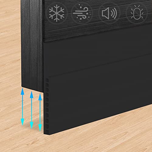 Door Draft Stopper for Huge Gap，3" W x 39" L Adjustable Widened Under Door Seal for Exterior/Interior Doors，Under Door Draft Blocker Soundproof/Insulator Door Sweep Weather Stripping，1 Pack Black - color: Black