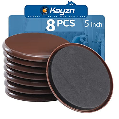Furniture Sliders for Carpet, 8 PCS Reusable Furniture Moving Pads, 5" Heavy-Duty Furniture Slider, Move Any Item Easy and Quickly with Reusable Furniture Movers Sliders - size: Brown