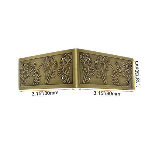 4Pcs Antique Embossing Brass Decorative Corner Protectors Braces Classical Furniture Tables and Chairs TV Cabinet Corner Guard Edge Cover