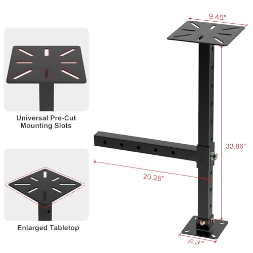 Heavy-Duty Hitch Mount Vise Plate/Bench Grinder Stand Work Table 9.45”x9.45”, Hitch Vise Holder with Adjustable Height, Universal Fit for 2-Inch Receiver