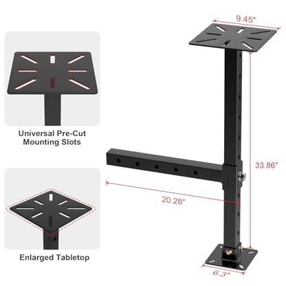 Heavy-Duty Hitch Mount Vise Plate/Bench Grinder Stand Work Table 9.45”x9.45”, Hitch Vise Holder with Adjustable Height, Universal Fit for 2-Inch Receiver