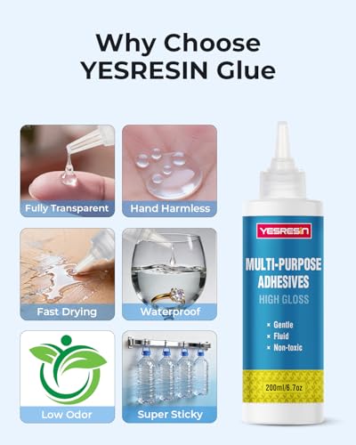 Multi-Purpose Adhesive 200ml Fast-Drying High-Bond Glue - Safe Non-Toxic for DIY Crafts, Home Repairs, Office & Hobby Projects (Works on Wood, Metal, Plastic)