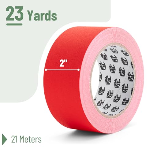 Bates- Gaffers Tape 2 Inch x 23 Yards, Red Gaffer Tape 2 Inch, Polyethylene-Coated Cloth, Non-Reflective, No Residue - color: Red, size: 2 Inch x 23 Yards