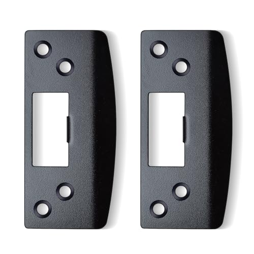 Oversized Strike Plates 2 Pack, Heavy Duty Version, Extra Large Hole/Opening Reinforced Striker Plate, Fix Door Lock Latch Misalignment (Matte Black) - color: Matte Black, size: 2 Pack