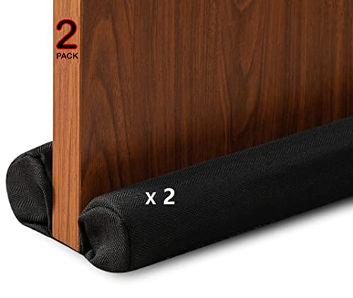 2 Pack Door Darft Stopper Weather Stripping Bottom of Door Seal Dust and Noise Blocker Gap1.5 Inch Door Sweep Guard Insulation Adjustable 32-36 Inch (Black Woven) - color: Black Woven (2 Pack), size: 36"