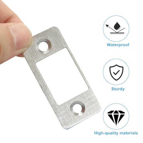1 Pack Deadbolt Restorer Strike Plate - Heavy Duty Stainless Steel Lock Repair Kit with Wood Dowel Strips & 4 Screws, Fix Misalignment/Jamming for Home, Office, Apartment (Silver) - color: Silver