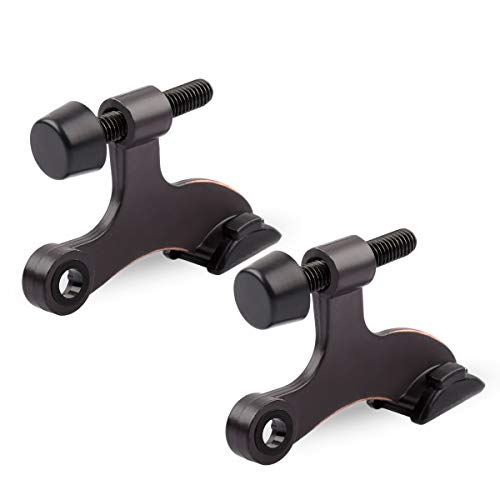 HOMOTEK 2 Pack Hinge Pin Oil Rubbed Bronze Door Stopper,Adjustable Deluxe Heavy Duty Door Stopper 2-1/2"x1-3/4”,with Black Rubber Bumper Tips - color: Oil Rubbed Bronze, size: 2 Pack