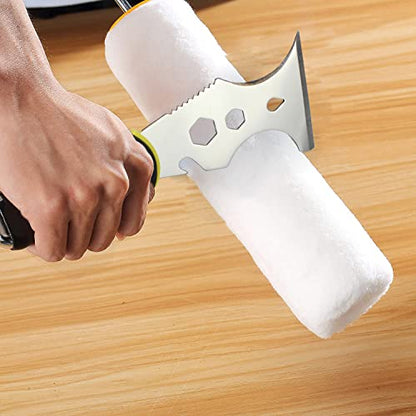 Multi-Painter's Stainless Steel Tool Spealloy Paint Scraper, Taping knife,3 in. Putty knife 15-in-1 Paint Scraper Hammer Head Soft Grip Handle Fixed Multi-Tool for Wood, Wallpaper Grout