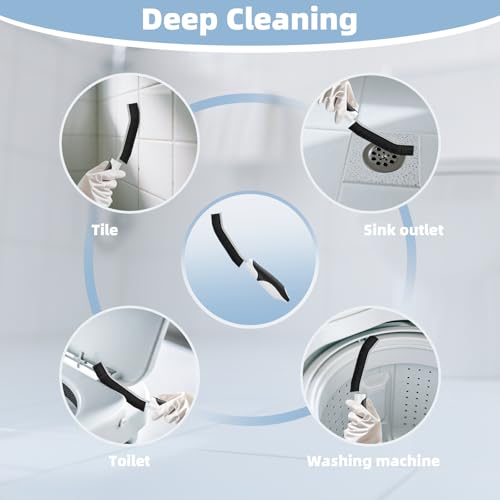 Cleangor Scrub Brush Set, Heavy Duty Scrub Brushes Crevice Cleaning Brush with Stiff Bristles, 3 Different Brushes Included for Household Use, Grout, Tile, Bathroom, Kitchen, Bathtub, Floor