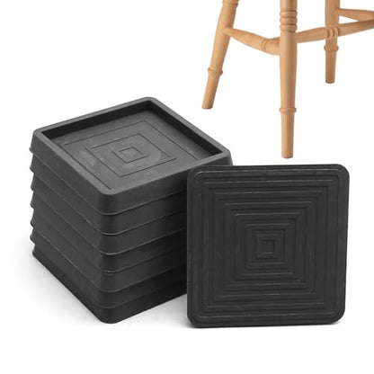 Anxingo 8Pcs 2.5Inch Non-Slip Bed Leg Pads, Rubber Furniture Pad Protector, Furniture Coasters Cups for Hardwood Floors (Black)