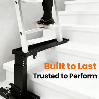 Adjustable Foldable Ladder Leveler for Stairs, 500LB Capacity, Fits Foot Spacing <30", Height 11-18", Length 17-31.5", Durable & Stable Platform for Safe Use (Black) - color: Black