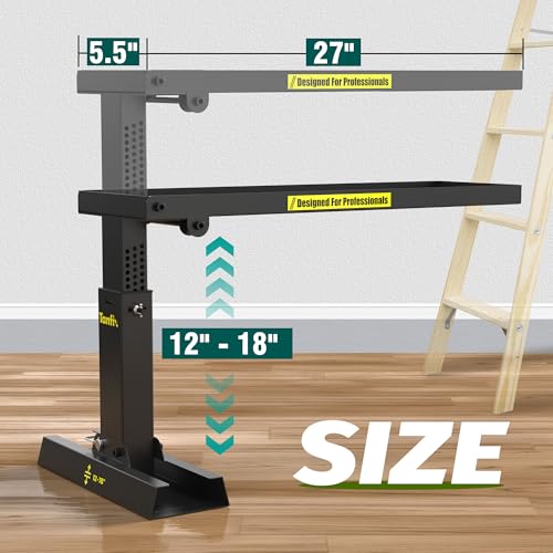 Foldable | Heavy-Duty Ladder Extender Pro, High Strength Steel Material Design Ladder Extension Pro for Stairs w/Non-Slip Mat, 12-18" Adjustable Height, Applicable Feet Spacing 24" - size: plus