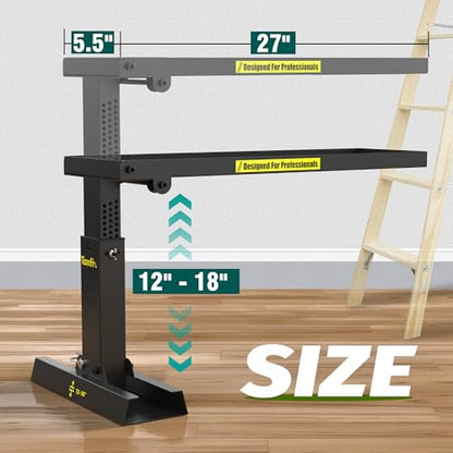 Foldable | Heavy-Duty Ladder Extender Pro, High Strength Steel Material Design Ladder Extension Pro for Stairs w/Non-Slip Mat, 12-18" Adjustable Height, Applicable Feet Spacing 24" - size: plus