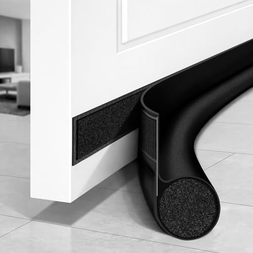 HomeProtect Door Draft Stopper 30 Inch, Weather Stripping with Strong Adhesive for Bedroom Essential Home Protection for 1.5 Gaps Interior Front Door Sweep for Bottom of Door,Easy to Install, Black - color: Black, size: 30“