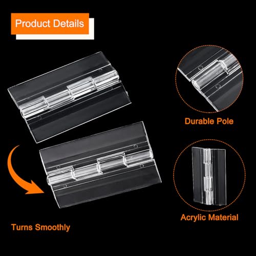 uxcell 60Pcs Acrylic Mini Hinge with Acrylic Hasp Latch Assortment Kit Clear Acrylic Folding Hinge Buckle Latch Hasp for Crafts Jewelry Box