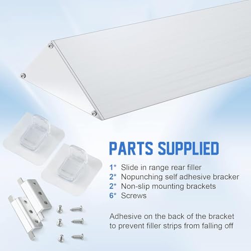 30" Slide-in Range Rear Filler Kit W10113901A, Stove Gap Universal Triangular Filler Strip, Cooktop Trim Kit Between Stove and Backsplash for Whirlpool & Most Brand, Durable Aluminum, Silver - color: Silver