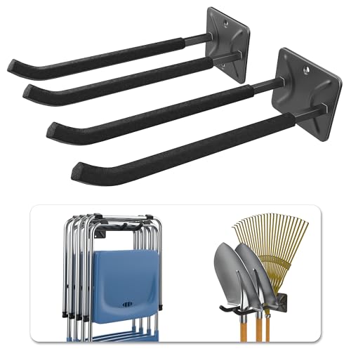 WALMANN Garage Hooks, Heavy Duty 12-inch Wall Hooks for Hanging, Tool Hangers for Car Tires, Ladders, Folding Chairs, Strollers, Garden Tools (Pack of 2) - style: Pack of 2