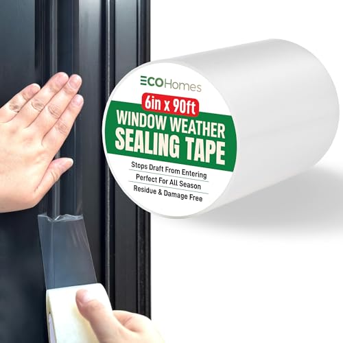 ECOHomes Window Weather Sealing Tape | Winter Weather Stripping Tape to Block Cold Drafts Through Window Gaps and AC Units, Insulation Seal and Draft Blocker for Home (6 Inch by 90 FT, Clear) - color: Clear, size: 6 Inch By 90 FT