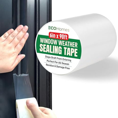 ECOHomes Window Weather Sealing Tape | Winter Weather Stripping Tape to Block Cold Drafts Through Window Gaps and AC Units, Insulation Seal and Draft Blocker for Home (6 Inch by 90 FT, Clear) - color: Clear, size: 6 Inch By 90 FT