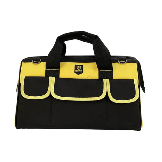 TopHomer 17" Oxford Cloth Large Capacity Wide Mouth Tool Bag with Double-Pull Zipper Waterproof Tool Bag for DIY Enthusiasts Electricians, Carpenters (D8 Yellow) - color: D8 Yellow, size: 17"