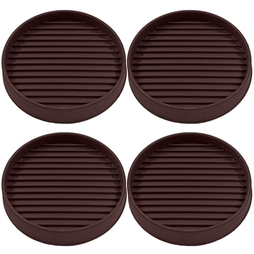 Bonsicoky 4 Pcs Non Slip Furniture Pads - 3 Inch Round Rubber Furniture Caster Cups with Anti-Sliding Floor Grip - Furniture Coasters for Couch Chair Feet - Brown - size: Brown, Diameter: 3"